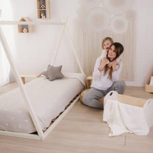 Letto Teepee 90x200cm con materasso - Montessori - Bianco –